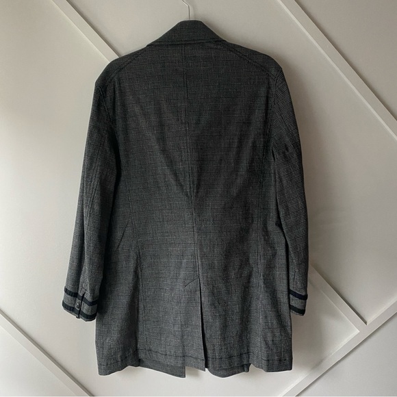 John Varvatos Luxe USA Linen Blend Double Breasted Plaid Trench Coat - M - Picture 4 of 16